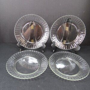 Fortecrisa Vintage Glass Ribbed Design 7 Inch Side Plate Dessert Plate Set of 4